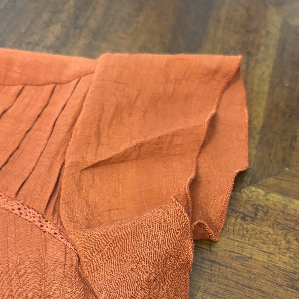 Rust Orange Ruffle Sleeve Blouse - Picture 4 of 6